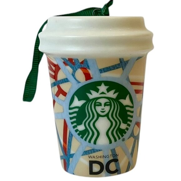 NEW Starbucks Ceramic Hot Coffee Cup Mermaid Logo Ornament Washington DC 2015 - Picture 2 of 12